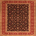 Round Machine Washable Persian Orange Traditional Area Rugs, wshtr3505org