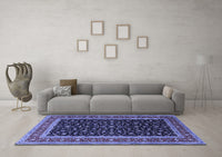 Machine Washable Persian Blue Traditional Rug, wshtr3505blu