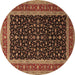 Round Machine Washable Persian Brown Traditional Rug, wshtr3505brn