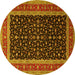 Round Machine Washable Persian Yellow Traditional Rug, wshtr3505yw