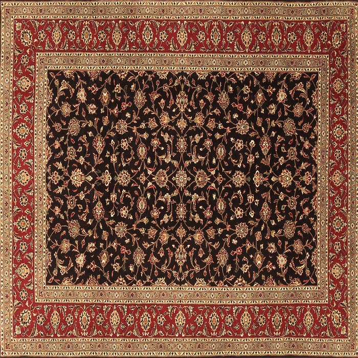Square Machine Washable Persian Brown Traditional Rug, wshtr3505brn
