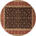 Round Persian Brown Traditional Rug, tr3505brn