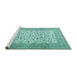 Sideview of Machine Washable Persian Turquoise Traditional Area Rugs, wshtr3506turq