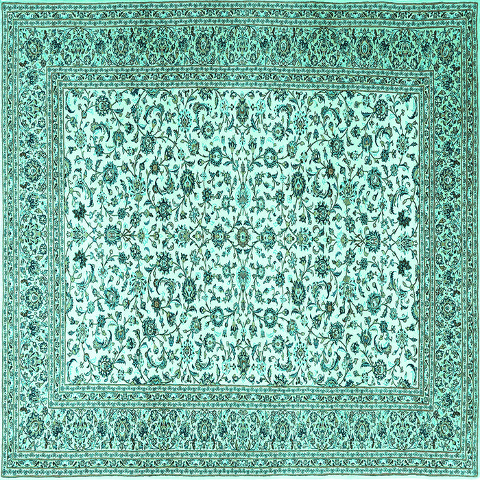 Square Machine Washable Persian Turquoise Traditional Area Rugs, wshtr3506turq
