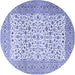 Round Machine Washable Persian Blue Traditional Rug, wshtr3506blu