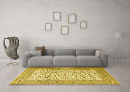 Machine Washable Persian Yellow Traditional Rug in a Living Room, wshtr3506yw