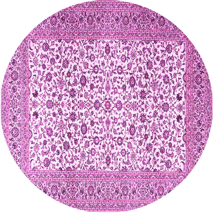 Round Machine Washable Persian Pink Traditional Rug, wshtr3506pnk