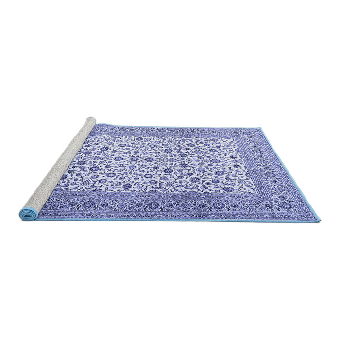 Sideview of Machine Washable Persian Blue Traditional Rug, wshtr3506blu