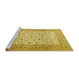 Sideview of Machine Washable Persian Yellow Traditional Rug, wshtr3506yw