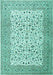 Machine Washable Persian Turquoise Traditional Area Rugs, wshtr3506turq