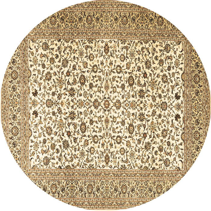 Round Persian Brown Traditional Rug, tr3506brn