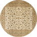 Round Persian Brown Traditional Rug, tr3506brn