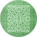 Round Persian Emerald Green Traditional Rug, tr3506emgrn