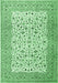 Machine Washable Persian Emerald Green Traditional Area Rugs, wshtr3506emgrn