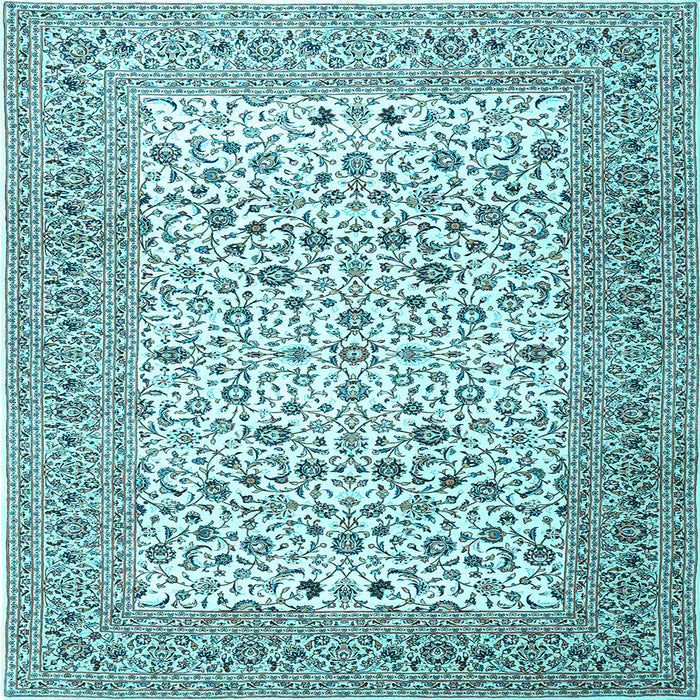 Square Machine Washable Persian Light Blue Traditional Rug, wshtr3506lblu
