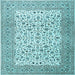 Square Machine Washable Persian Light Blue Traditional Rug, wshtr3506lblu