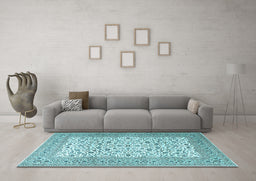 Machine Washable Persian Light Blue Traditional Rug in a Living Room, wshtr3506lblu