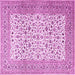 Square Machine Washable Persian Pink Traditional Rug, wshtr3506pnk