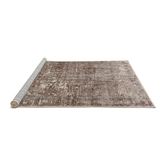 Sideview of Machine Washable Traditional Brown Rug, wshtr3507