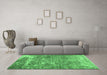 Machine Washable Persian Emerald Green Traditional Area Rugs in a Living Room,, wshtr3507emgrn