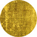 Round Persian Yellow Traditional Rug, tr3507yw
