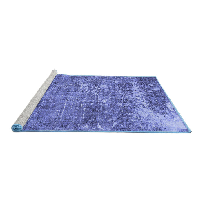 Sideview of Machine Washable Persian Blue Traditional Rug, wshtr3507blu