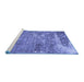 Sideview of Machine Washable Persian Blue Traditional Rug, wshtr3507blu