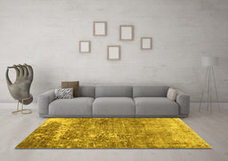 Machine Washable Persian Yellow Traditional Rug in a Living Room, wshtr3507yw