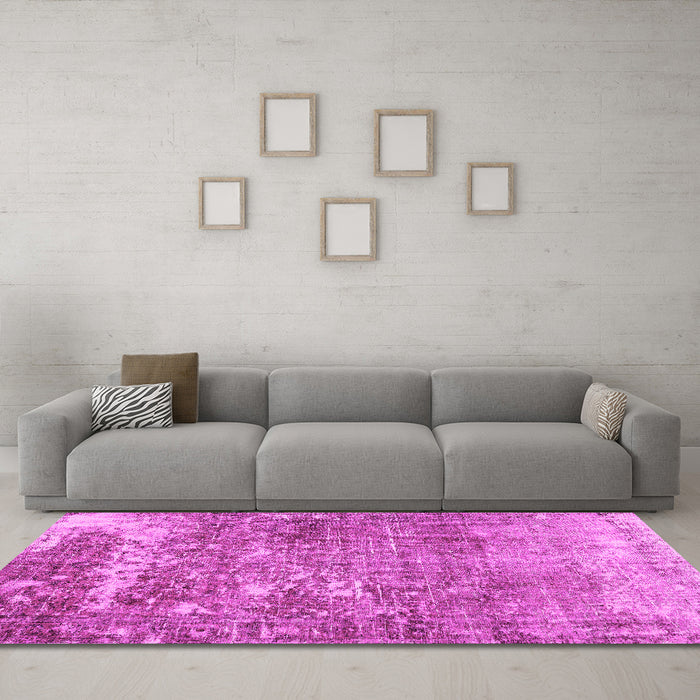 Machine Washable Persian Pink Traditional Rug in a Living Room, wshtr3507pnk