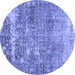 Round Persian Blue Traditional Rug, tr3507blu