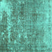Square Persian Turquoise Traditional Rug, tr3507turq