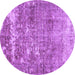 Round Persian Purple Traditional Rug, tr3507pur