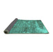 Sideview of Persian Turquoise Traditional Rug, tr3507turq