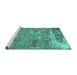 Sideview of Machine Washable Persian Turquoise Traditional Area Rugs, wshtr3507turq