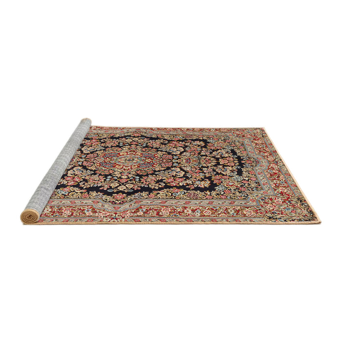 Sideview of Machine Washable Traditional Dark Sienna Brown Rug, wshtr3508