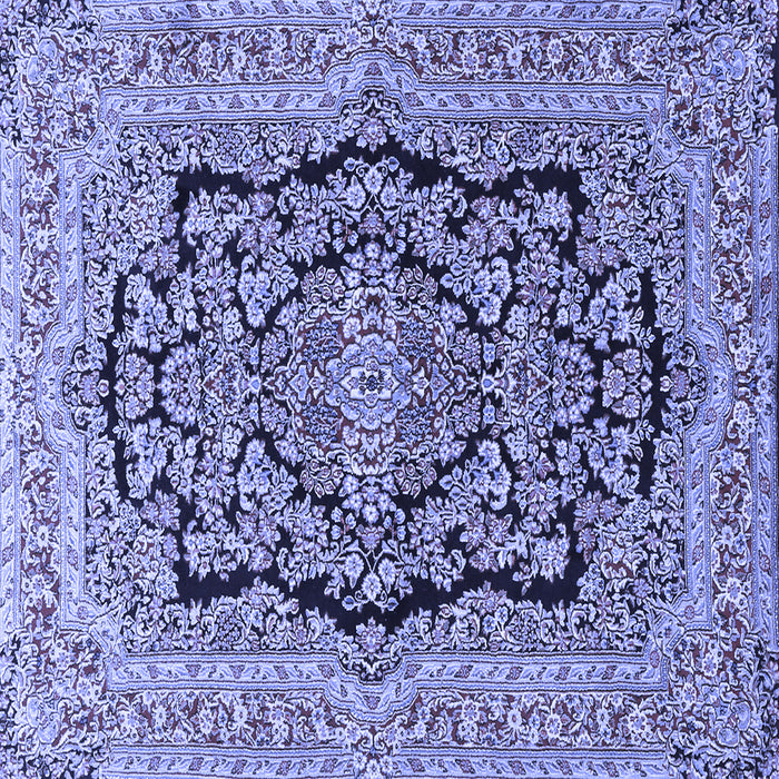Square Machine Washable Persian Blue Traditional Rug, wshtr3508blu