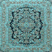 Square Machine Washable Persian Light Blue Traditional Rug, wshtr3508lblu