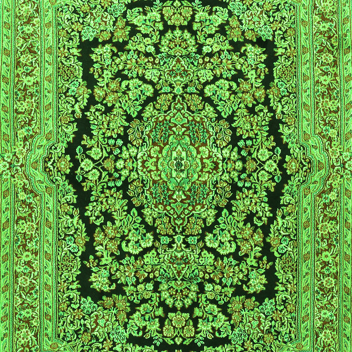 Serging Thickness of Machine Washable Persian Green Traditional Area Rugs, wshtr3508grn