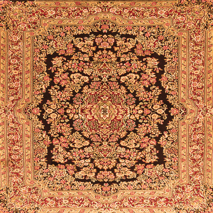 Round Machine Washable Persian Orange Traditional Area Rugs, wshtr3508org
