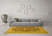 Machine Washable Persian Yellow Traditional Rug in a Living Room, wshtr3508yw