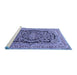 Sideview of Machine Washable Persian Blue Traditional Rug, wshtr3508blu