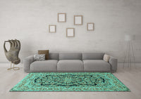 Machine Washable Persian Turquoise Traditional Rug, wshtr3508turq