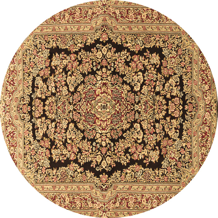 Round Persian Brown Traditional Rug, tr3508brn
