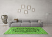 Machine Washable Persian Green Traditional Area Rugs in a Living Room,, wshtr3508grn