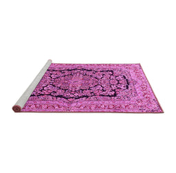 Sideview of Machine Washable Persian Pink Traditional Rug, wshtr3508pnk