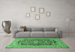 Machine Washable Persian Emerald Green Traditional Area Rugs in a Living Room,, wshtr3508emgrn