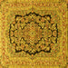 Square Machine Washable Persian Yellow Traditional Rug, wshtr3508yw