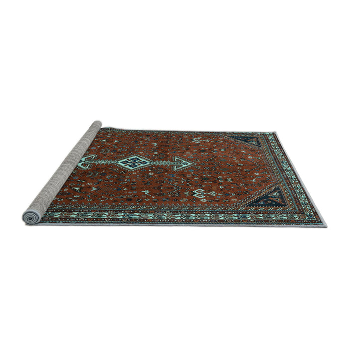 Sideview of Machine Washable Persian Light Blue Traditional Rug, wshtr3509lblu