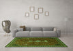 Machine Washable Persian Green Traditional Area Rugs in a Living Room,, wshtr3509grn