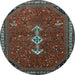 Round Persian Light Blue Traditional Rug, tr3509lblu